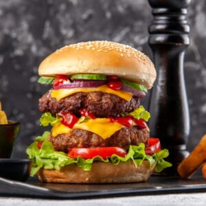 CHICKEN + BAKED EGG + CHEESE BURGER